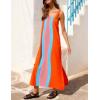 image:imageAiloqing 2026 Women Boho Floral Dress Summer Casual Color Block Maxi Beach Vocation Overall Dresses CoverupsOrangeblue