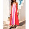 image:imageAiloqing 2026 Women Boho Floral Dress Summer Casual Color Block Maxi Beach Vocation Overall Dresses CoverupsRedpink