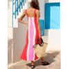 image:imageAiloqing 2026 Women Boho Floral Dress Summer Casual Color Block Maxi Beach Vocation Overall Dresses CoverupsRedpink