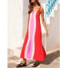 image:imageAiloqing 2026 Women Boho Floral Dress Summer Casual Color Block Maxi Beach Vocation Overall Dresses CoverupsRedpink