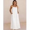 image:imageAiloqing 2026 Womens Summer Boho Sundress Casual Sleeveless Floral Lace Beach Vocation Maxi DressWhite