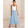 image:imageAiloqing Womens Summer Boho Maxi Skirts 2026 Casual Elastic Waist Floral Lace Eyelet Beach Vocation Skirt OutfitsBlue