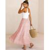 image:imageAiloqing Womens Summer Boho Maxi Skirts 2026 Casual Elastic Waist Floral Lace Eyelet Beach Vocation Skirt OutfitsPink