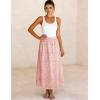 image:imageAiloqing Womens Summer Boho Maxi Skirts 2026 Casual Elastic Waist Floral Lace Eyelet Beach Vocation Skirt OutfitsPink