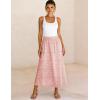 image:imageAiloqing Womens Summer Boho Maxi Skirts 2026 Casual Elastic Waist Floral Lace Eyelet Beach Vocation Skirt OutfitsPink