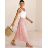image:imageAiloqing Womens Summer Boho Maxi Skirts 2026 Casual Elastic Waist Floral Lace Eyelet Beach Vocation Skirt OutfitsPink