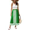 image:imageAiloqing 2026 Women Bohemian Floral Skirt Summer Casual Color Block Maxi Beach Vocation Skirts OutfitsGreen