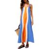 image:imageAiloqing 2026 Women Boho Floral Dress Summer Casual Color Block Maxi Beach Vocation Overall Dresses CoverupsBlueorange