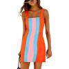 image:imageAiloqing 2026 Women Summer Mini Dress Color Block Casual Beach Overall Dresses Cover Ups Vocation ClothingOrangeblue