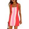 image:imageAiloqing 2026 Women Summer Mini Dress Color Block Casual Beach Overall Dresses Cover Ups Vocation ClothingRedpink