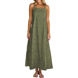 image:imageAiloqing 2026 Womens Summer Boho Sundress Casual Sleeveless Floral Lace Beach Vocation Maxi DressArmygreen
