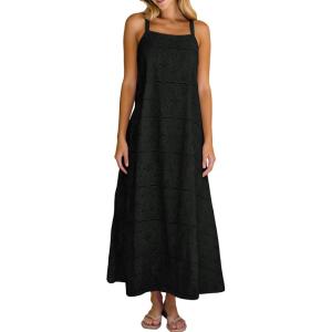 image:imageAiloqing 2026 Womens Summer Boho Sundress Casual Sleeveless Floral Lace Beach Vocation Maxi DressBlack