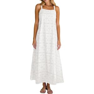 image:imageAiloqing 2026 Womens Summer Boho Sundress Casual Sleeveless Floral Lace Beach Vocation Maxi DressWhite