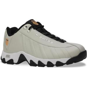 imageKSWISS Mens ST329 CMF Sneaker Wide Tennis Dad Walking Shoes Leather UpperNorthern DropletWhiteBlackBlaze Orange