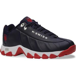 imageKSWISS Mens ST329 CMF Sneaker Wide Tennis Dad Walking Shoes Leather UpperPeacoatWhiteMars Red