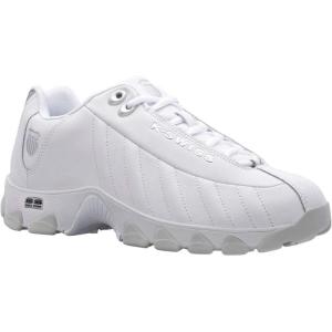 imageKSWISS Mens ST329 CMF Sneaker Wide Tennis Dad Walking Shoes Leather UpperWhiteBlackSilverGel