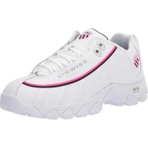 imageKSwiss Womens ST329 CMF Sneaker Wide Tennis Walking Leather ShoesWhiteCandy FuchsiaBlackTape