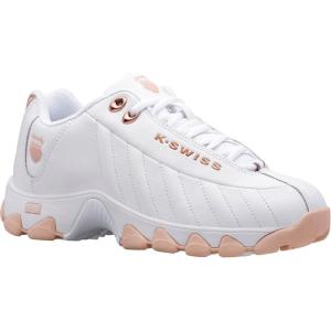 imageKSwiss Womens ST329 CMF Sneaker Wide Tennis Walking Leather ShoesWhitePeachy KeenBurgundyGel
