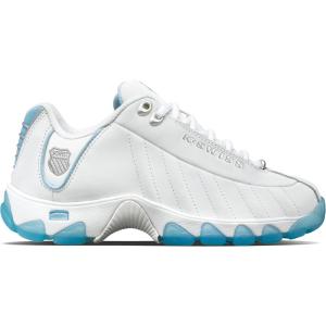 imageKSwiss Womens ST329 CMF Sneaker Wide Tennis Walking Leather ShoesWhiteSky BlueSilverIce