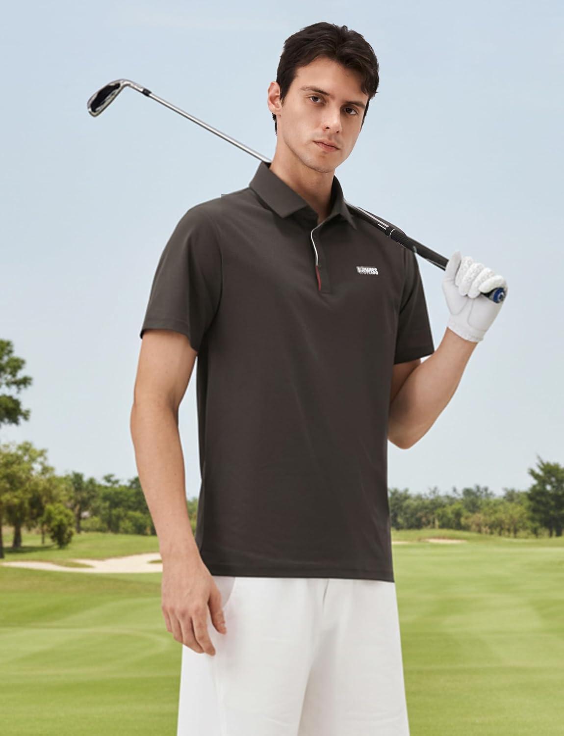 imageKSwiss Mens Heritage Suit Collar Polo Golf Polo Shirts for Men Casual Short Sleeve Dress Shirt for Work BusinessBrown