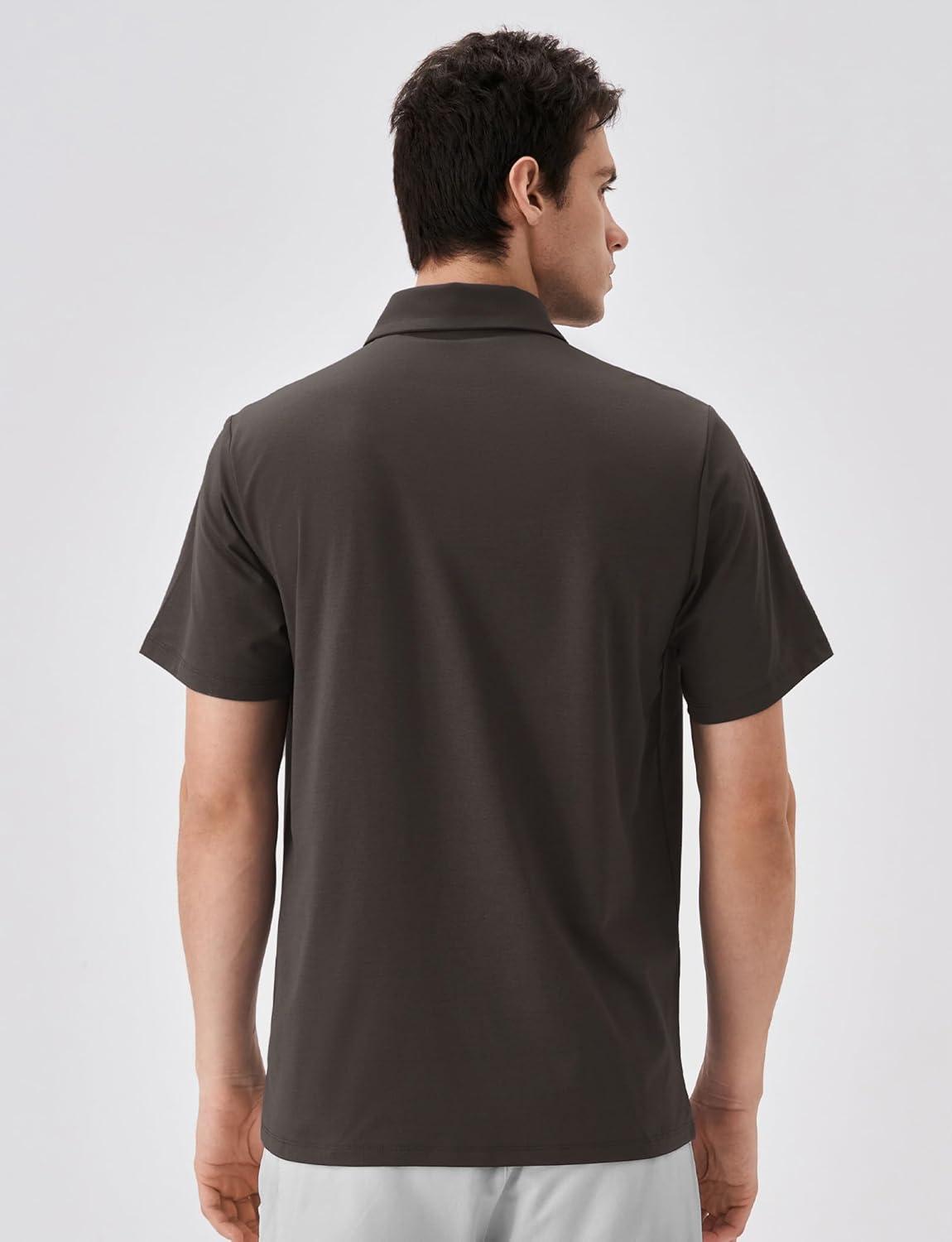 imageKSwiss Mens Heritage Suit Collar Polo Golf Polo Shirts for Men Casual Short Sleeve Dress Shirt for Work BusinessBrown