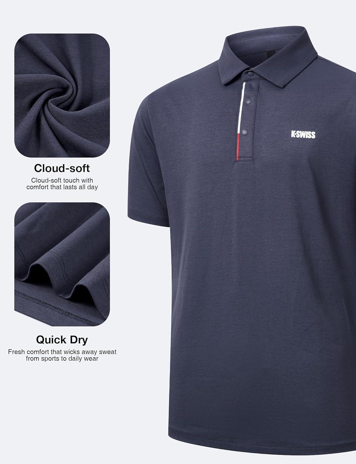 imageKSwiss Mens Heritage Suit Collar Polo Golf Polo Shirts for Men Casual Short Sleeve Dress Shirt for Work BusinessPurple