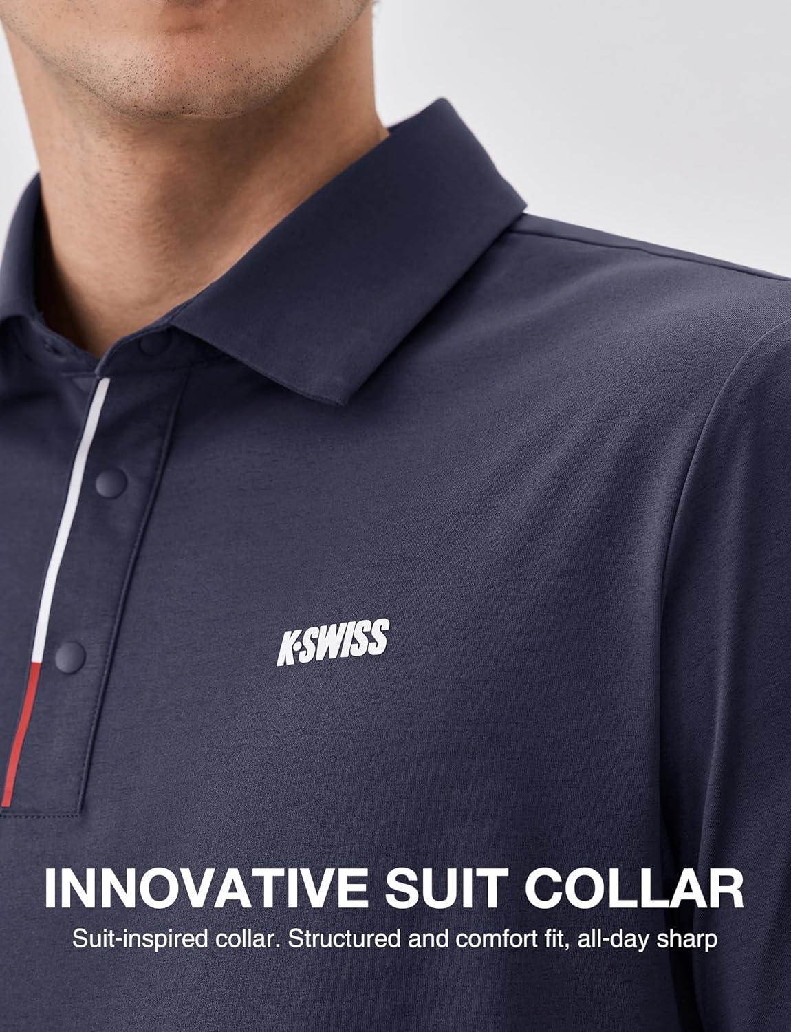 imageKSwiss Mens Heritage Suit Collar Polo Golf Polo Shirts for Men Casual Short Sleeve Dress Shirt for Work BusinessPurple