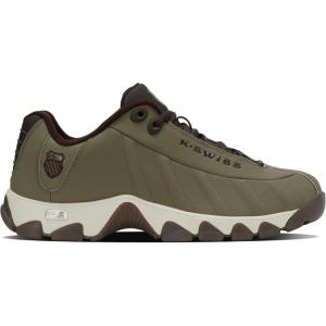 imageKSwiss Mens ST329 CMF Sneaker Wide Tennis Dad Walking Shoes Leather UpperBurnt OliveLight GrayBlack CoffeeDark Gum