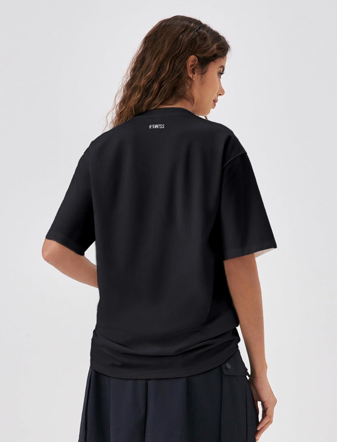 imageKSwiss Heritage Womens Oversized TShirt Silky Soft Crewneck TShirts with EcoEmbossed Graphic for Casual LoungeBlack