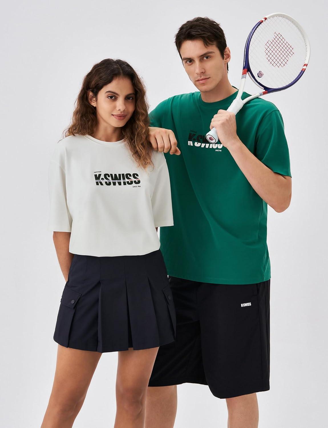 imageKSwiss Heritage Womens Oversized TShirt Silky Soft Crewneck TShirts with EcoEmbossed Graphic for Casual LoungeGreen