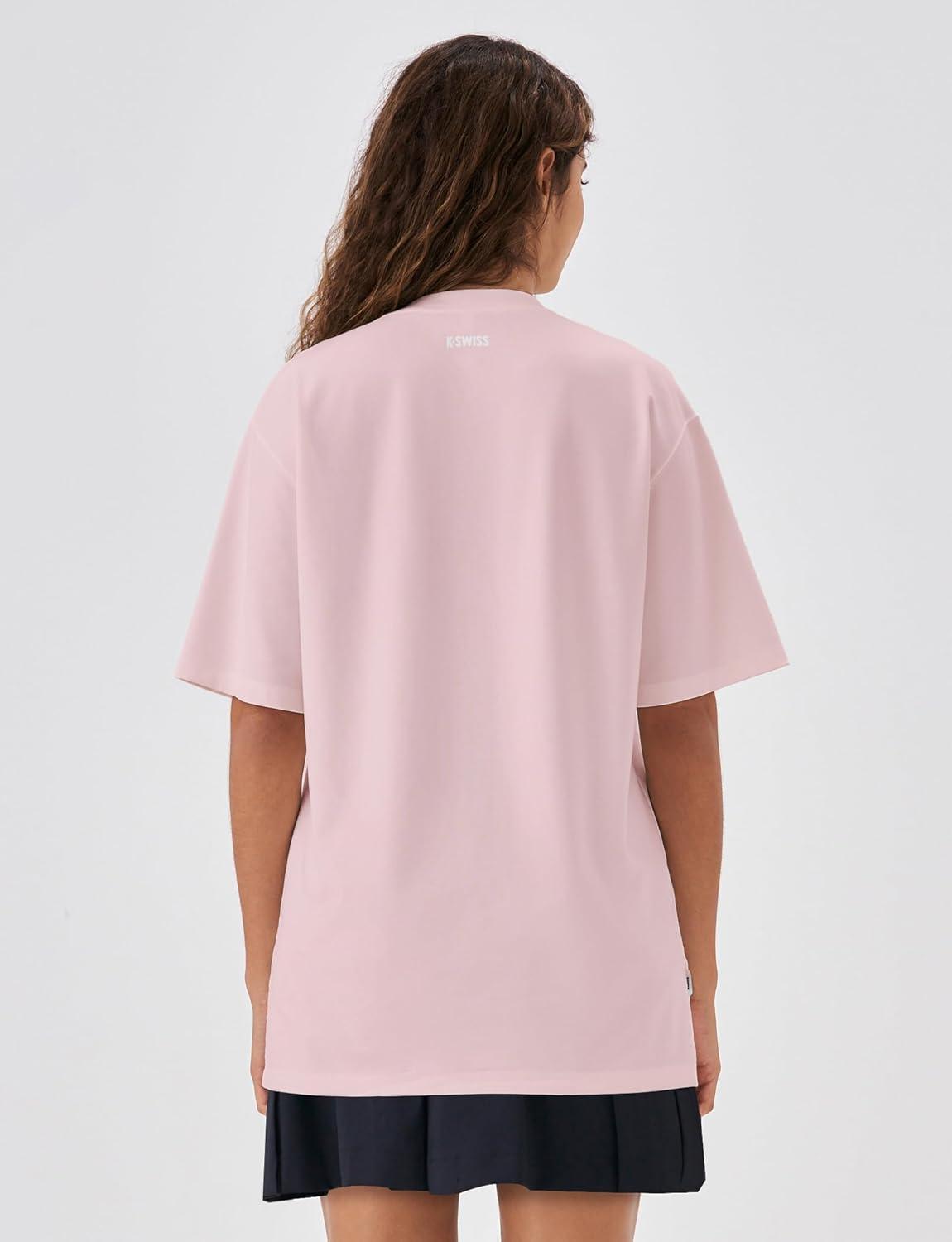 imageKSwiss Heritage Womens Oversized TShirt Silky Soft Crewneck TShirts with EcoEmbossed Graphic for Casual LoungePink