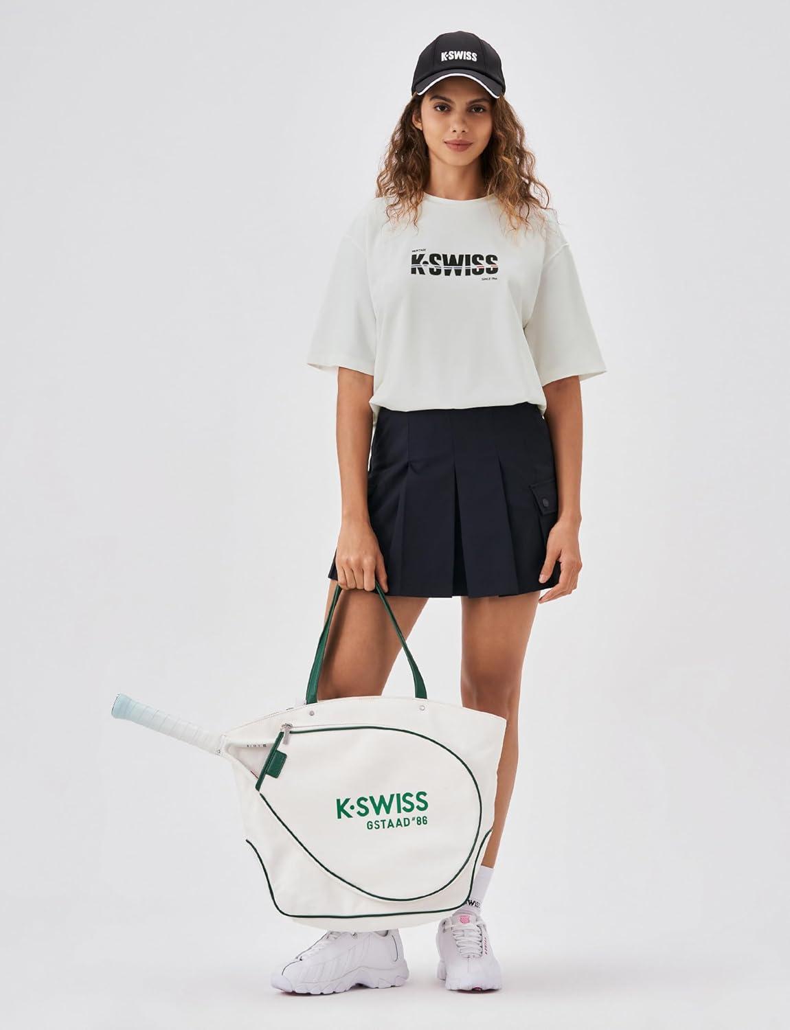 imageKSwiss Heritage Womens Oversized TShirt Silky Soft Crewneck TShirts with EcoEmbossed Graphic for Casual LoungeWhite