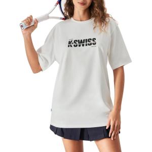 imageKSwiss Heritage Womens Oversized TShirt Silky Soft Crewneck TShirts with EcoEmbossed Graphic for Casual LoungeWhite