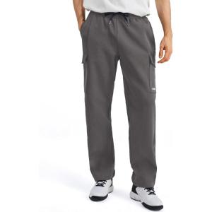 imageKSwiss Mens Cargo Pants  Relaxed Fit Tapered Pants Sweatpants with Drawstring for Casual Lounge OutdoorBlackGrey