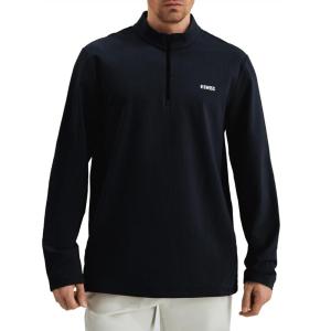 imageKSwiss Mens Quarter Zip Pullover  Mock Neck Sweatshirt Golf Casual Long Sleeve Polo ShirtBlackBlack