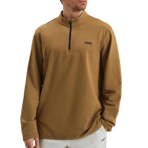 imageKSwiss Mens Quarter Zip Pullover  Mock Neck Sweatshirt Golf Casual Long Sleeve Polo ShirtGreenBrown