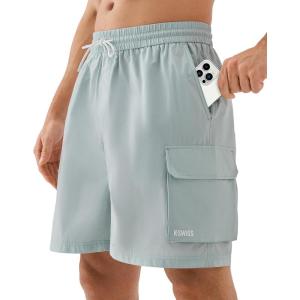 image:imageKSwiss Mens Casual Cargo Shorts  Lightweight Stretch Summer Shorts for Men with 4 Pockets 9GreyMint Green