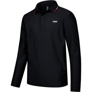 image:imageKSwiss Mens Long Sleeve Polo Shirts  Golf Tennis Dry Fit Performance Moisture Wicking Casual CollaredBlack