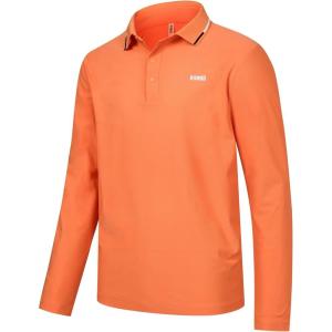 image:imageKSwiss Mens Long Sleeve Polo Shirts  Golf Tennis Dry Fit Performance Moisture Wicking Casual CollaredOrange