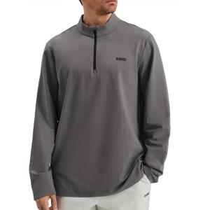 image:imageKSwiss Mens Quarter Zip Pullover  Mock Neck Sweatshirt Golf Casual Long Sleeve ShirtBlackGrey