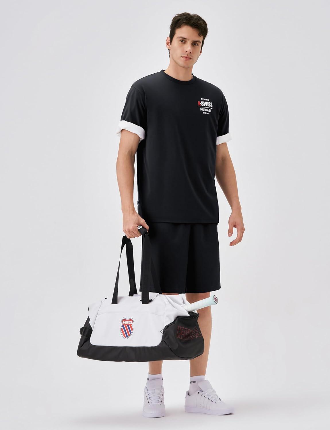 image:imageKSwiss Heritage Mens Silky Tech TShirt Soft Crewneck TShirts with EcoEmbossed Graphic for Sport Work CasualBlack