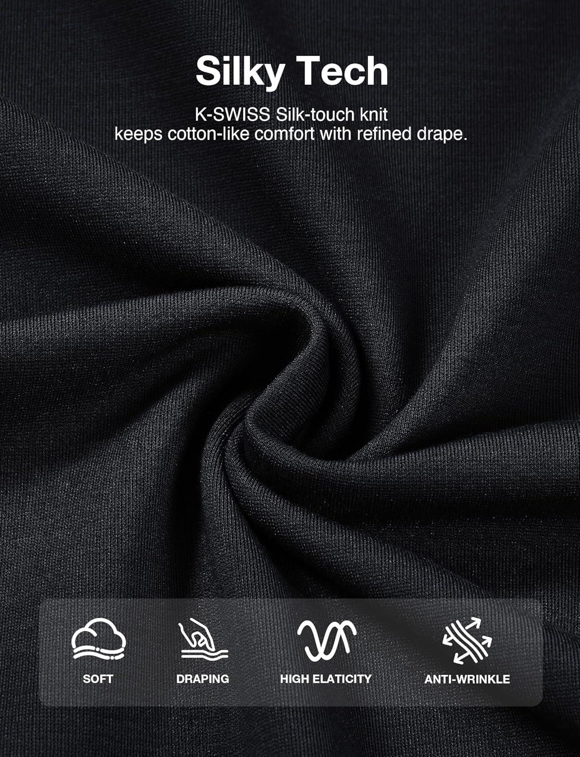 image:imageKSwiss Heritage Mens Silky Tech TShirt Soft Crewneck TShirts with EcoEmbossed Graphic for Sport Work CasualBlack