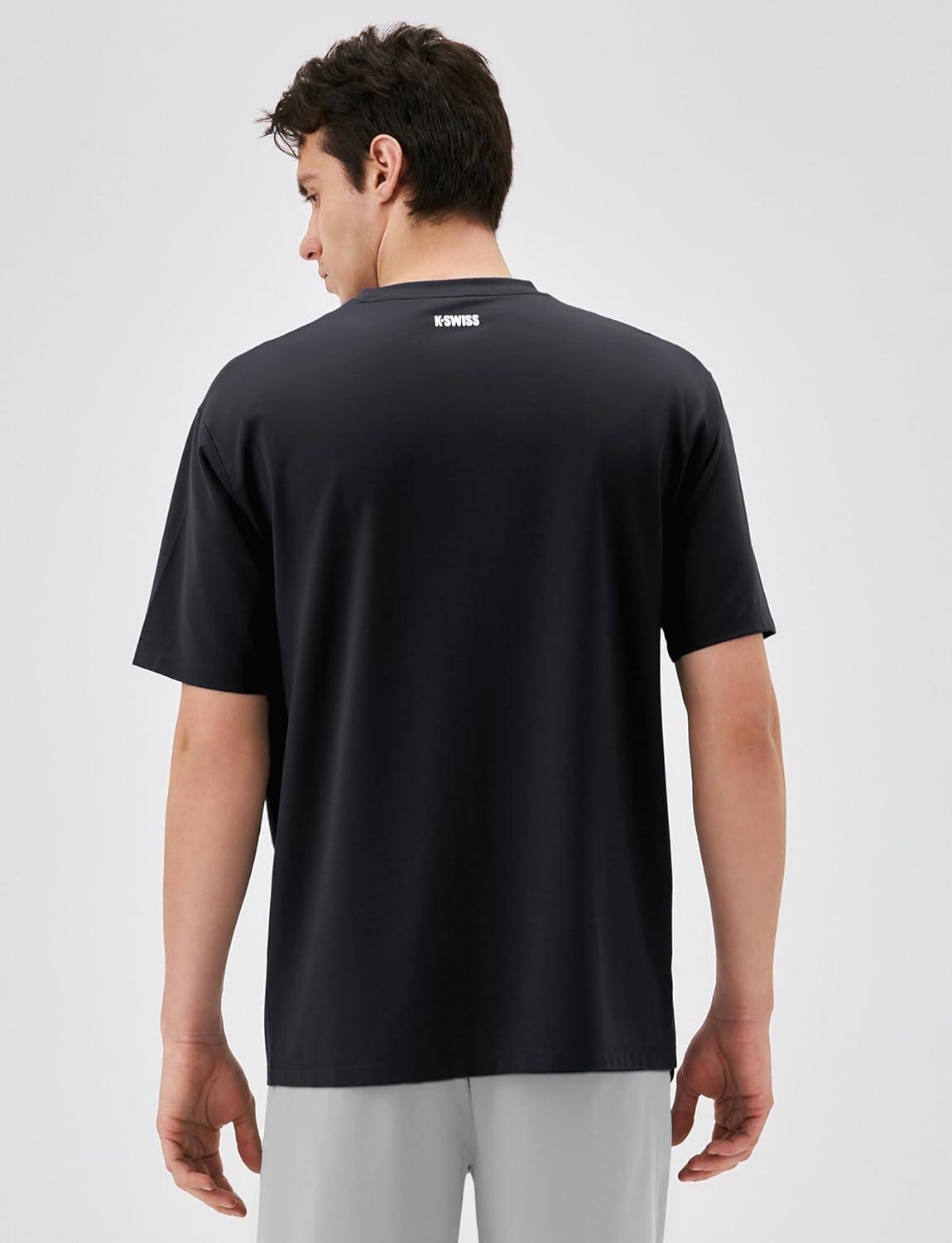 image:imageKSwiss Heritage Mens Silky Tech TShirt Soft Crewneck TShirts with EcoEmbossed Graphic for Sport Work CasualBlack
