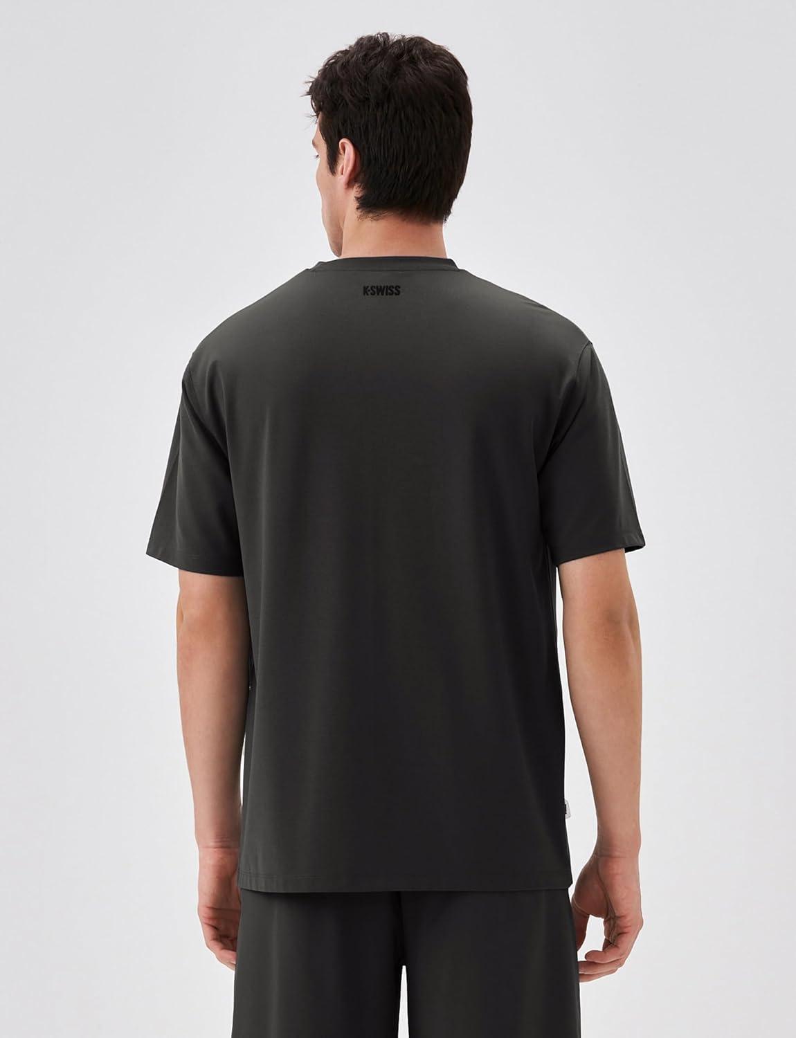 image:imageKSwiss Heritage Mens Silky Tech TShirt Soft Crewneck TShirts with EcoEmbossed Graphic for Sport Work CasualBrown