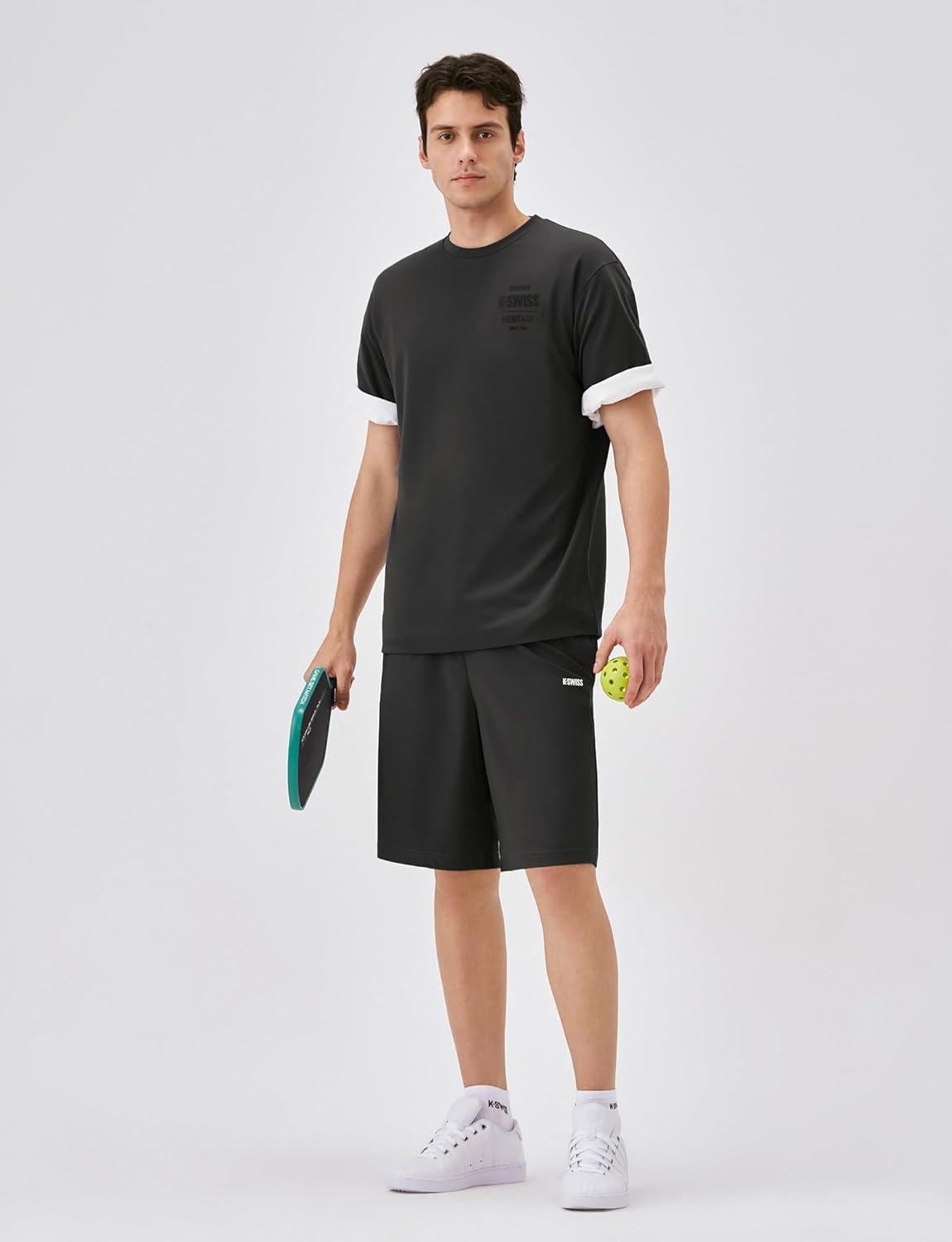 image:imageKSwiss Heritage Mens Silky Tech TShirt Soft Crewneck TShirts with EcoEmbossed Graphic for Sport Work CasualBrown