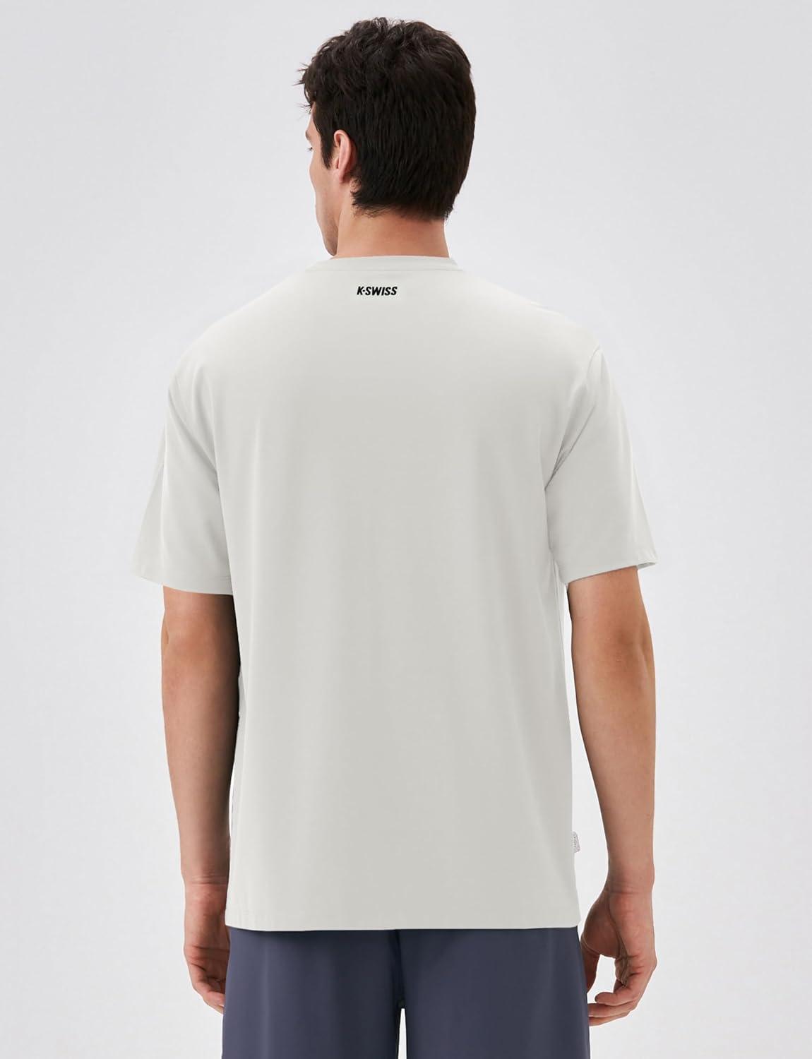 image:imageKSwiss Heritage Mens Silky Tech TShirt Soft Crewneck TShirts with EcoEmbossed Graphic for Sport Work CasualWhite