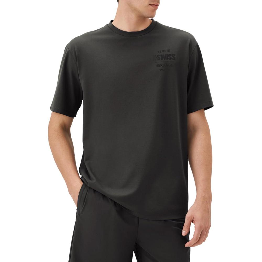 image:imageKSwiss Heritage Mens Silky Tech TShirt Soft Crewneck TShirts with EcoEmbossed Graphic for Sport Work CasualBrown
