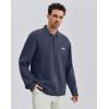 image:imageKSwiss Mens Knit Polo Shirts  Long Sleeve Polo Sweaters Shirt Classic Collared Button Casual Work GolfGrey Blue