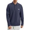 image:imageKSwiss Mens Knit Polo Shirts  Long Sleeve Polo Sweaters Shirt Classic Collared Button Casual Work GolfGrey Blue