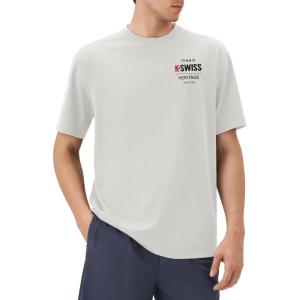 image:imageKSwiss Heritage Mens Silky Tech TShirt Soft Crewneck TShirts with EcoEmbossed Graphic for Sport Work CasualWhite